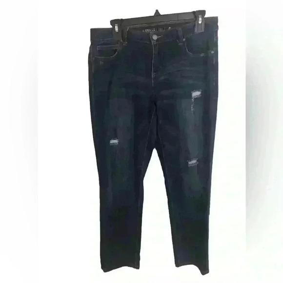 Jennifer Lopez JLO Ladies Boyfriend Denim Blue Jeans size 6 distressed Med Rise - Picture 1 of 6